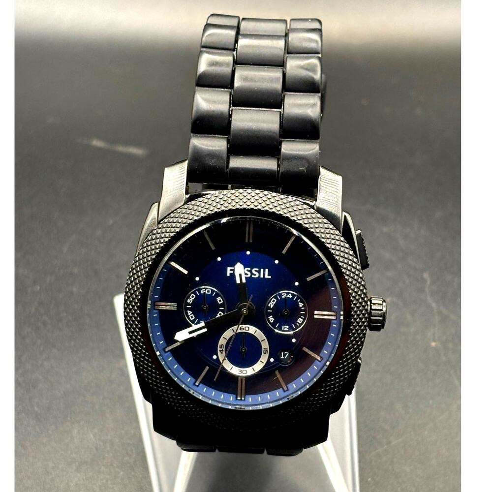 Fossil Machine FS4065 Chronograph Blue 45mm Men’s Watch Silicone Discontinued